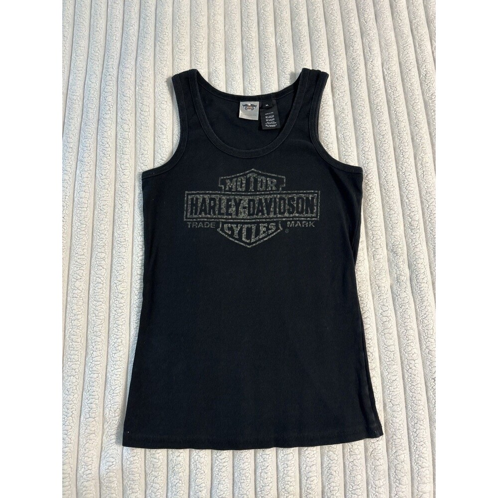 Vintage Harley-Davidson Black Tank Top with Gray Logo Adult XL Made in USA